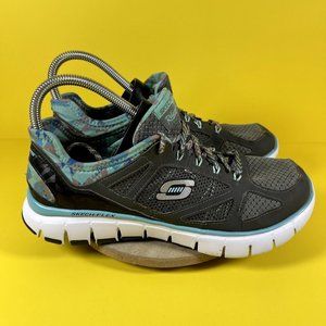 Skechers Women's Blue/Grey Flex Relaxed Fit Running Sneakers Shoes Size 8.5